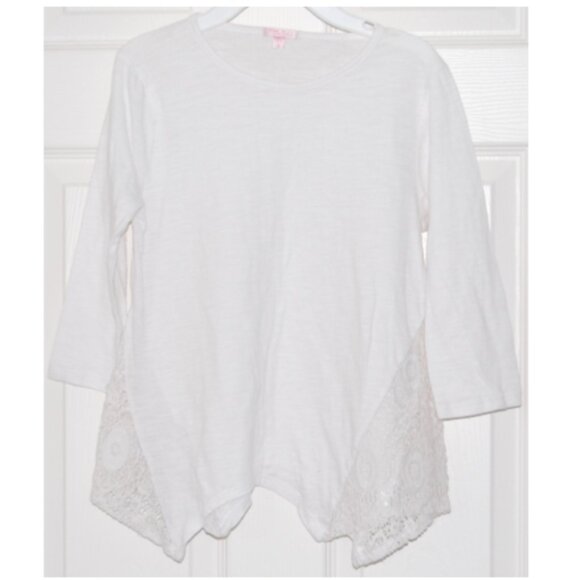 Me.n.u Girls, Juniors Size L (Bust: 33") Shirt, 3/4 Sleeve, Crochet Details - Picture 2 of 8